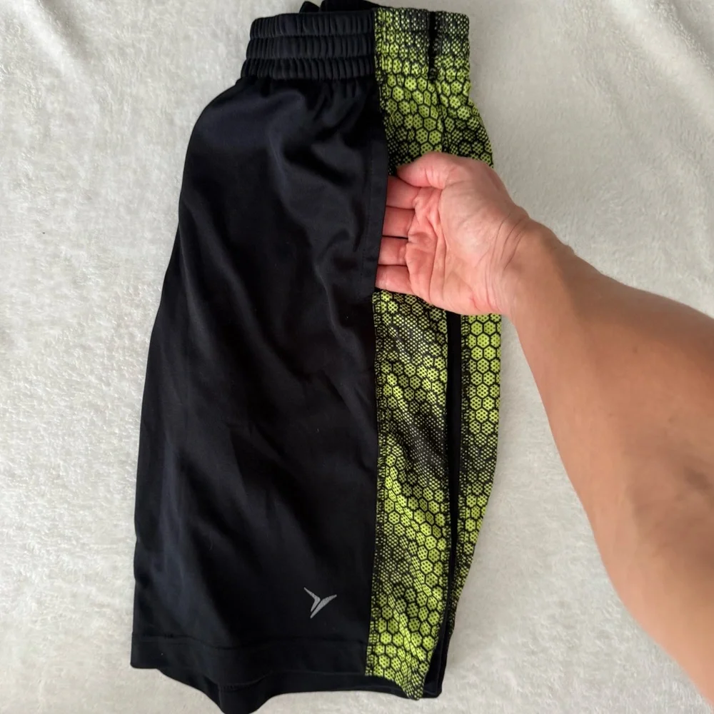 Old Navy Kids Black Shorts with Neon Green Trim
